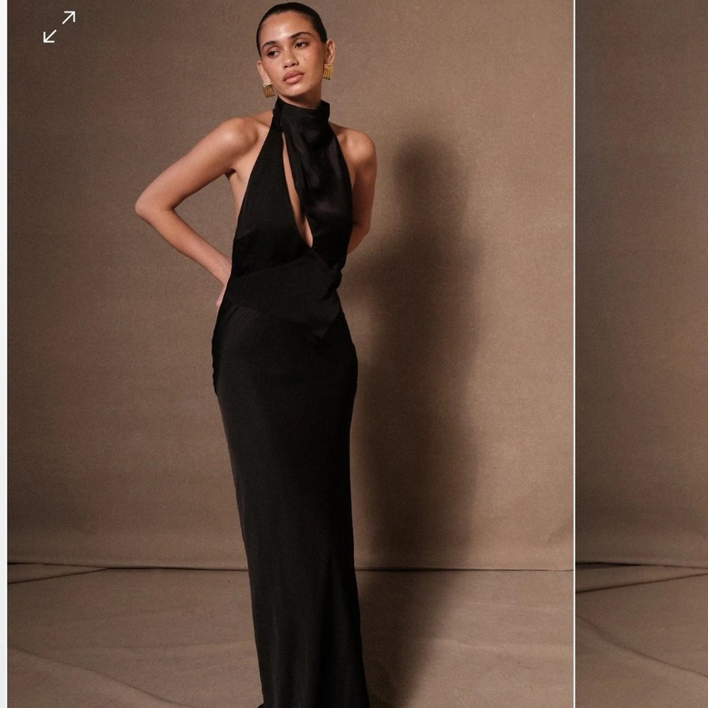 Meshki Black Cut Out Backless Maxi Gown